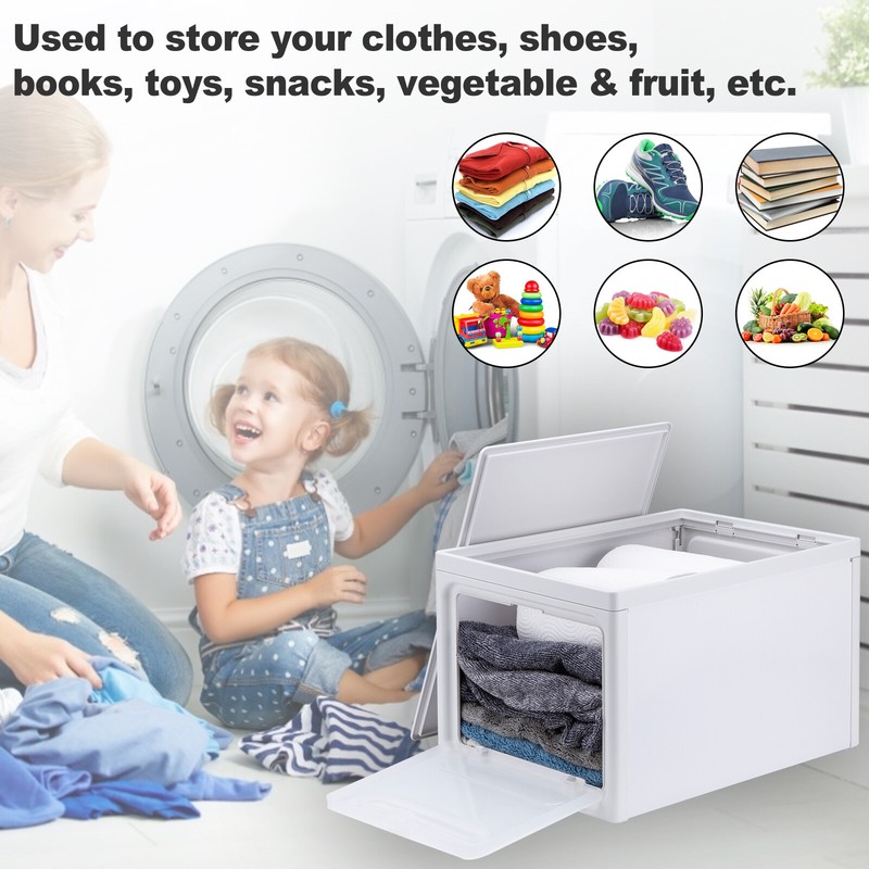 3Pcs 30QT Large Stackable Storage Bins with Lid, Plastic Closet Organizer gallery