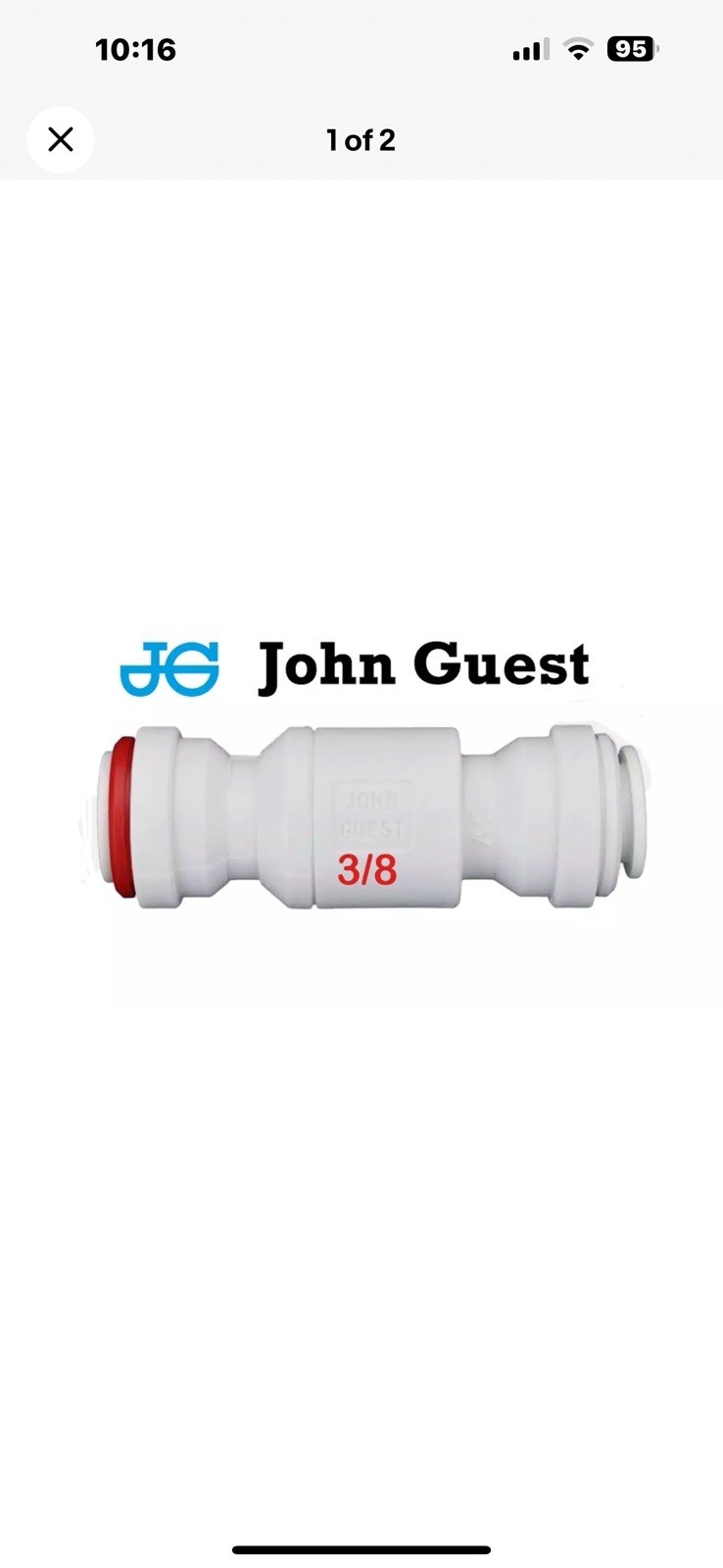 3x John Guest 3/8 Inch Imperial Single Check Valve Push to Connect Plastic gallery