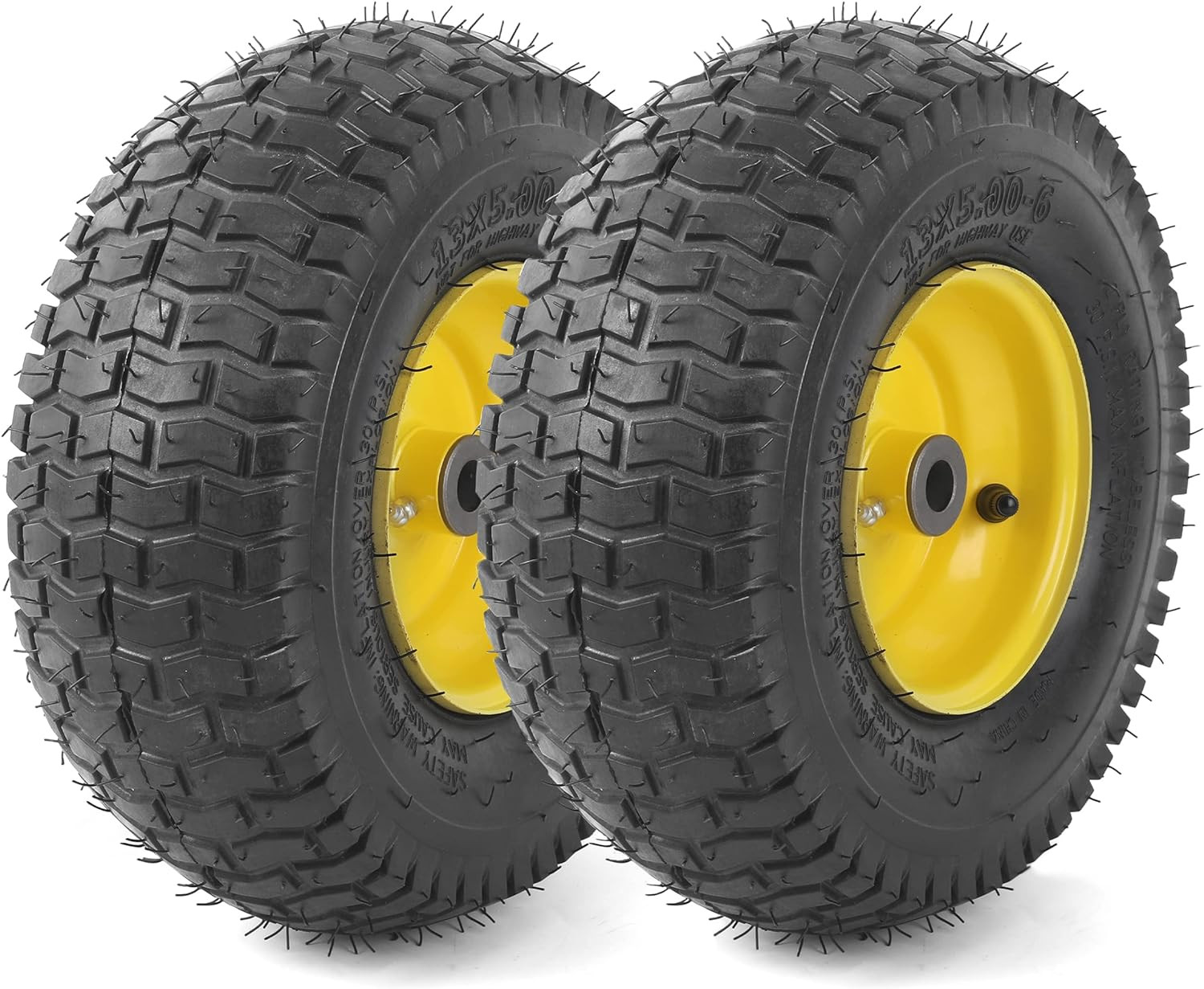 13X5.00-6 Tire and Wheel Assembly (2-Pack), Tubeless Lawn Mower Tire with Rim, w gallery