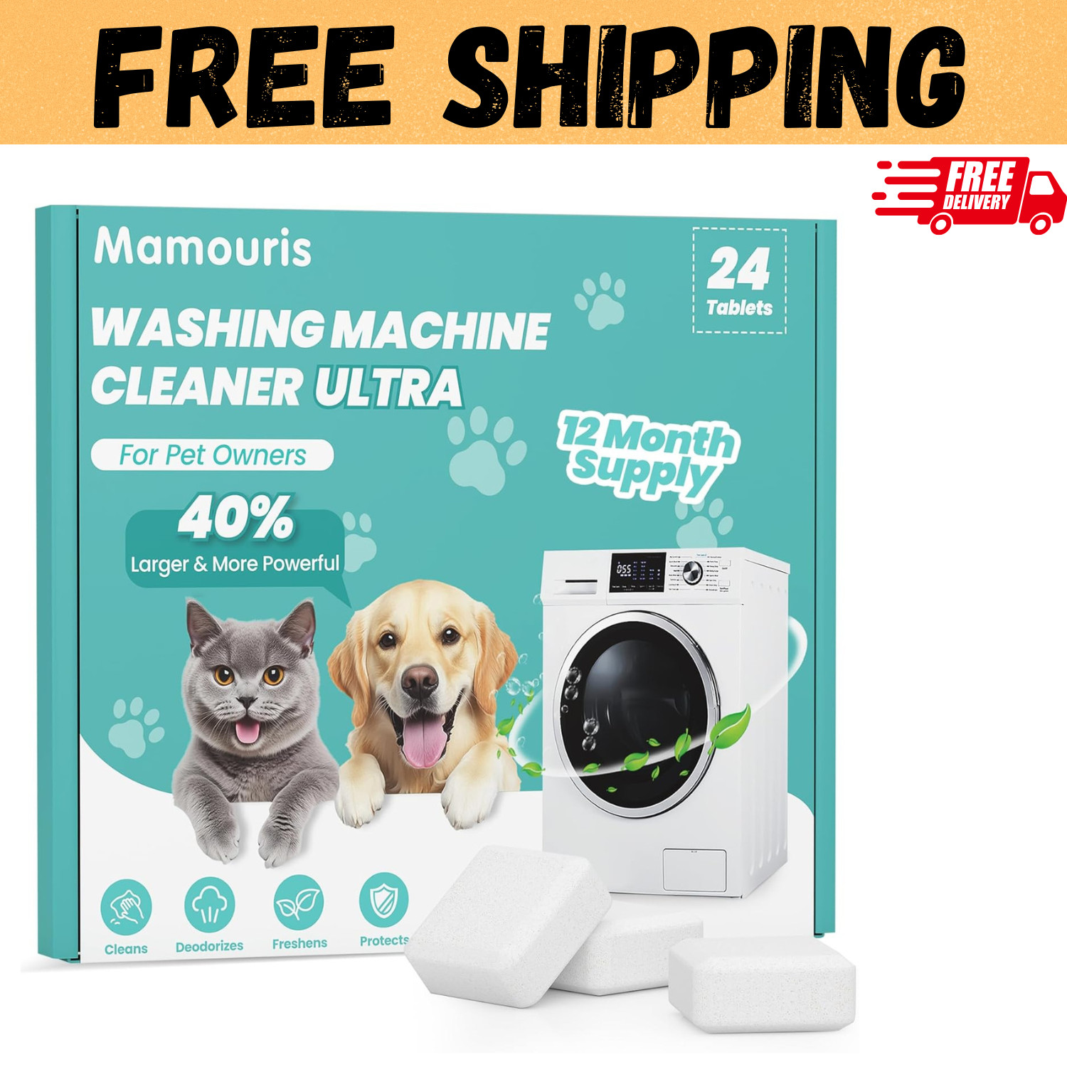 Uproot Clean Washing Machine Cleaner Tablets - 24 Pack for a 12 Month Supply. Fo gallery