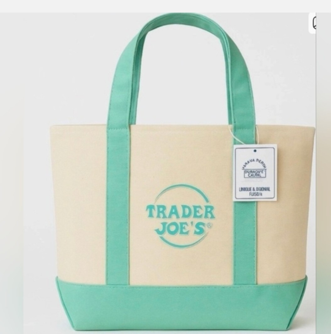 Trader Joe's Mini Pastel Green Canvas Tote Bag gallery