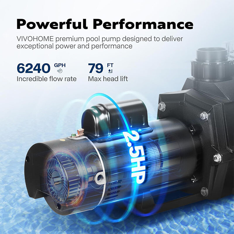 2.5HP In/Above Ground Swimming Pool Pump Self Primming Dual Speed 230V &Strainer gallery
