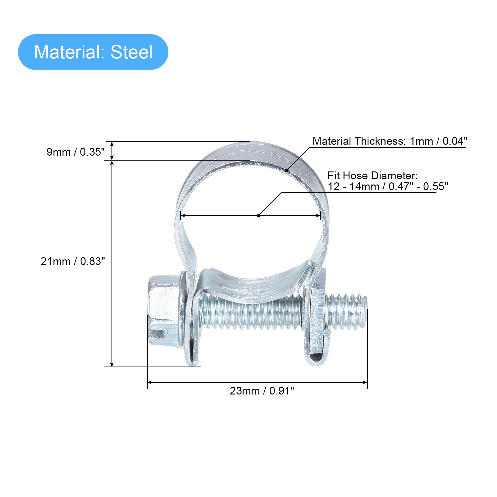10pack 12-14mm Mini Fuel Injection Hose Clamp Zinc Plated Steel Fuel Line Clamp gallery