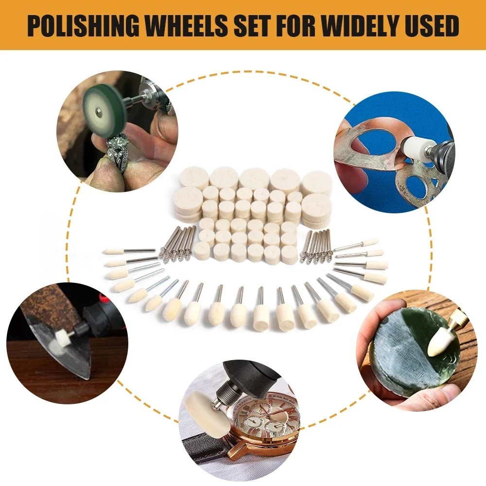 80PCS Wool Polishing Wheels for Dremel, 1/8" Shank Felt Buffing Pads Kit, Jewelr gallery
