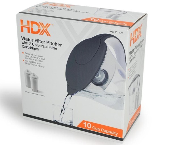 HDX 10-Cup Large Water Filter Pitcher w/ 2 Universal Filters-BPA Free-Free Ship! gallery