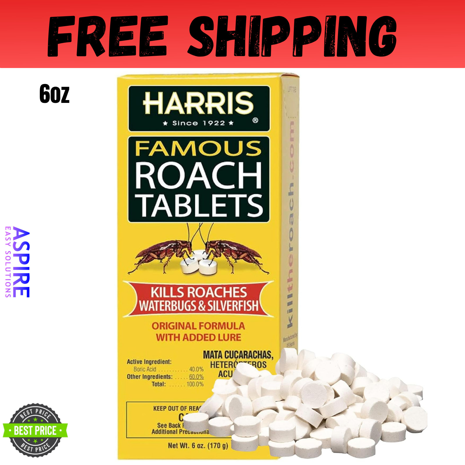 Harris Roach Tablets, Boric Acid Roach and Insects Killer with Lure, Alternative gallery