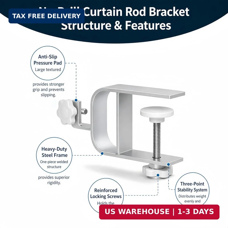Inside Mount Curtain Rod Bracket for Blinds, No Drill Blind Adapter, Easy 1-Min gallery