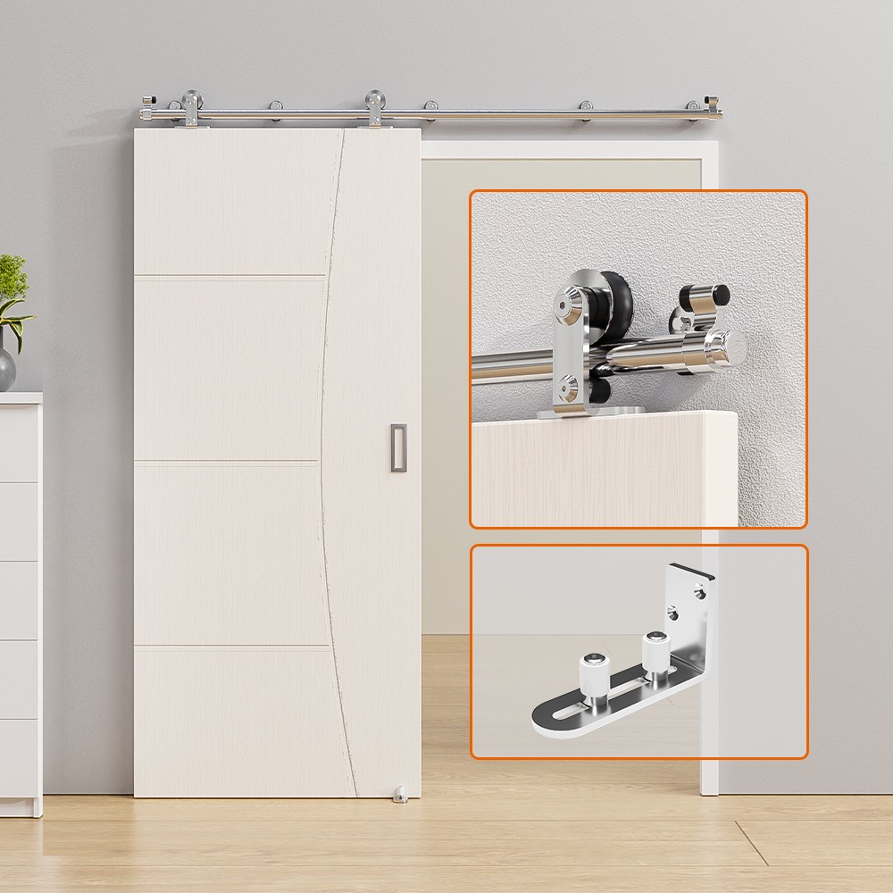 CCJH 4FT/5FT/6FT/8FT Stainless Steel Sliding Barn Door Hardware Kit Track System gallery