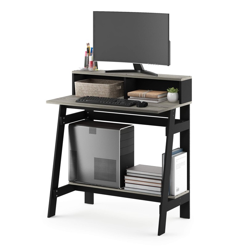 Furinno Simplistic A Frame Computer Desk, Black/French Oak Grey A-frame Design gallery