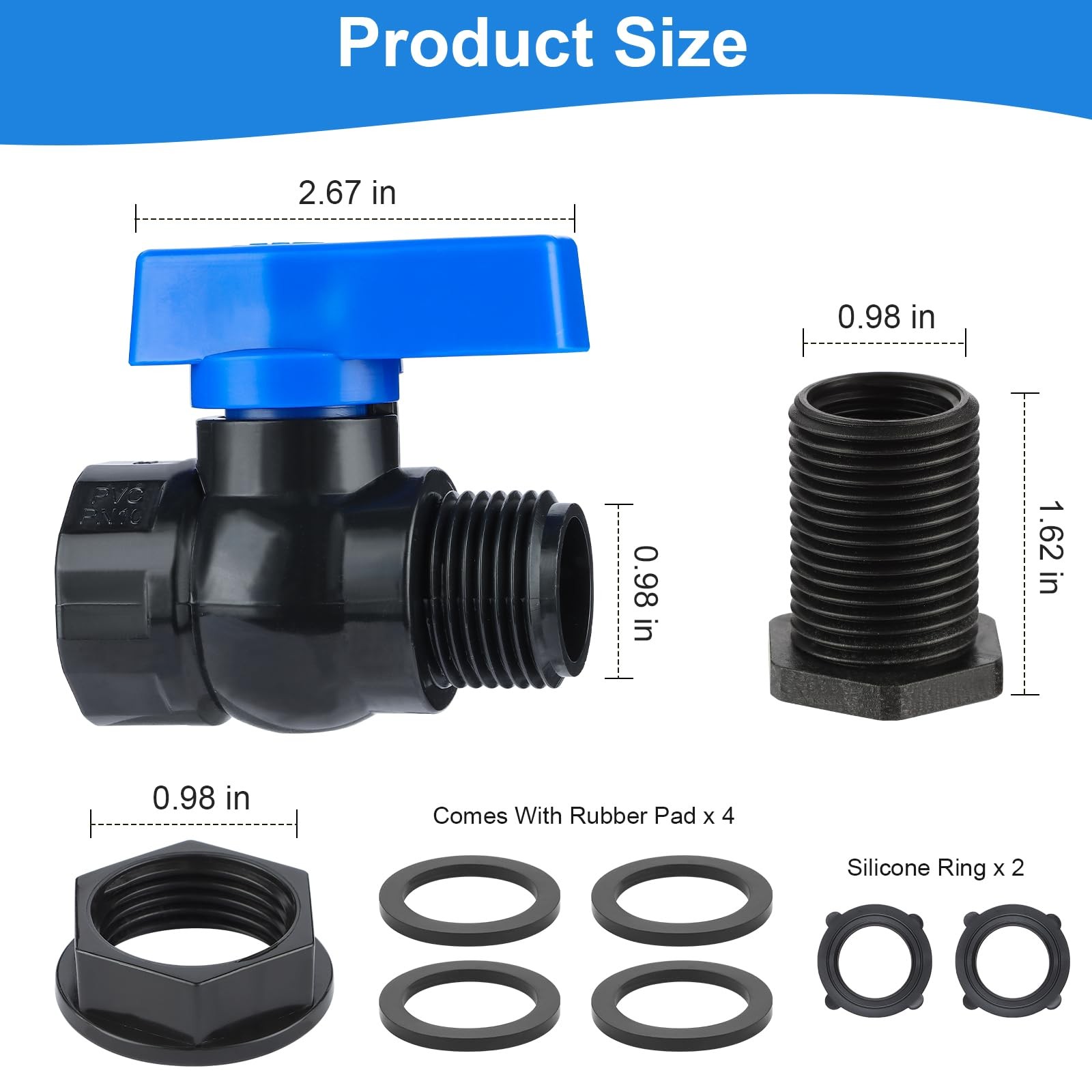 PVC Rain Barrel Spigot Kit 3/4" GHT Garden Diverter Kit With Bulkhead Fitting... gallery
