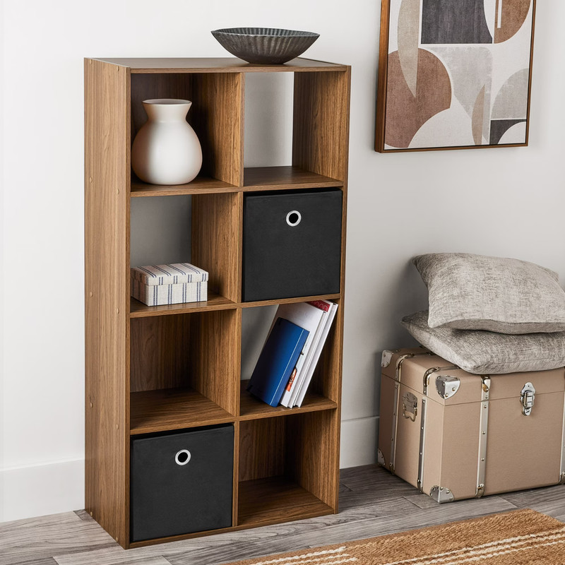 Mainstays Warm Walnut 8 Cube Shelf, Organizer, Storage Cubes gallery