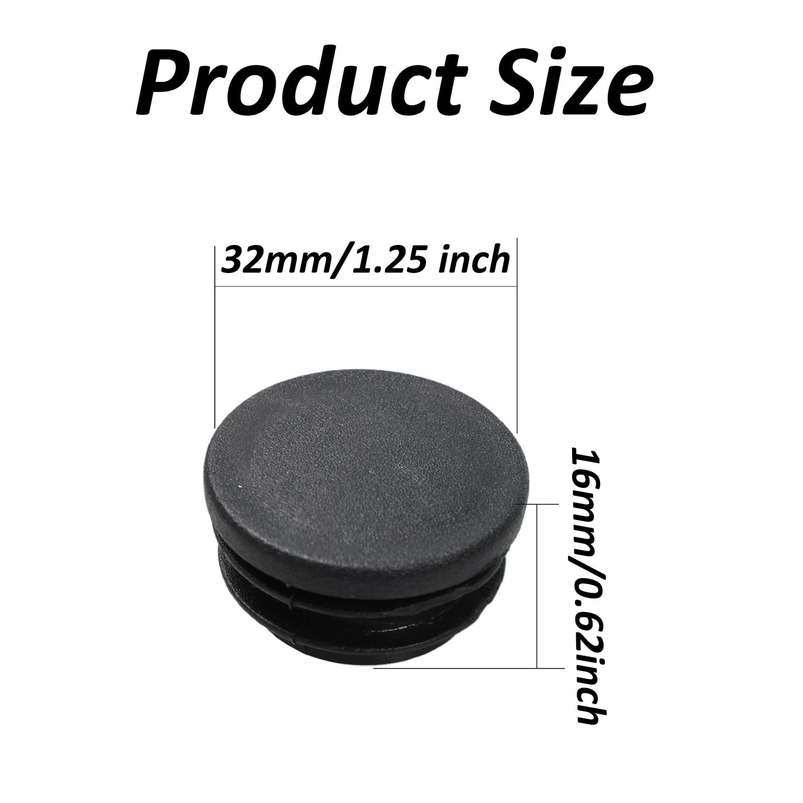 PDETVEO 12 PCS 1 1/4 Inch Round Plastic End Caps, 1 Round, Black gallery