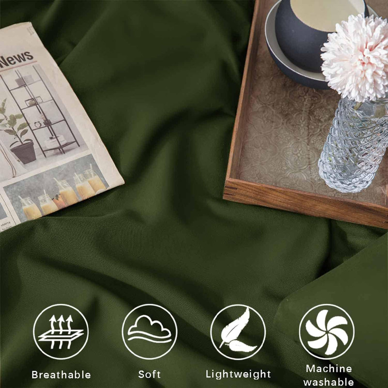Dark Olive Green Queen Comforter Set - 3 Piece Aesthetic Modern Bedding Set - Al gallery