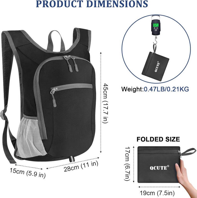 Qcute 15L Hiking Backpack Lightweight Packable Hiking Daypack Small Foldable Sho 2