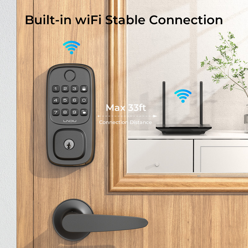 ARPHA Fingerprint Smart Door Lock Wi-Fi Keyless Keypad Deadbolt APP SF300+Handle gallery