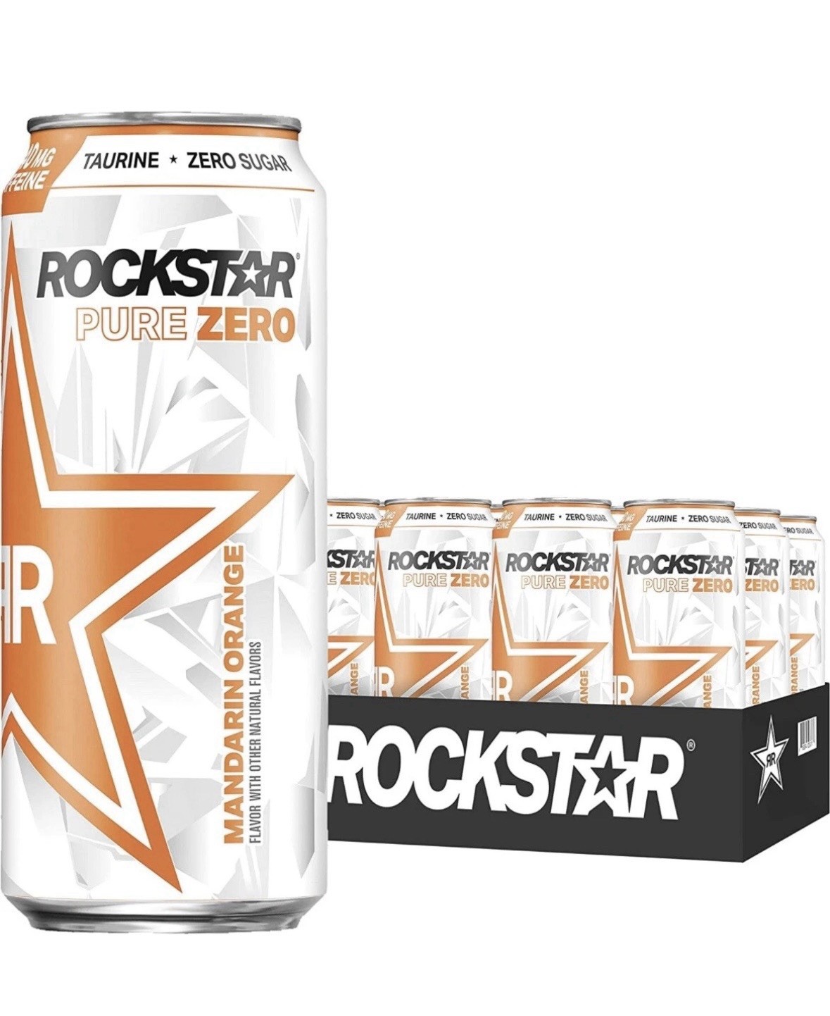 Rockstar Pure Zero Energy Drink Mandarin Orange 16 Fl Oz Cans (12 Pack) FREE SHP gallery