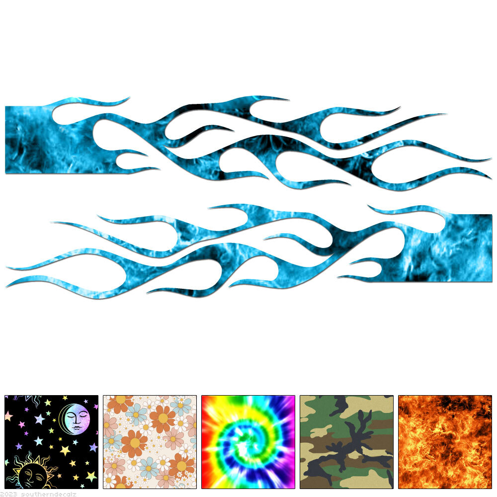 Pair Flames Fire - Decal Sticker - Multiple Patterns & Sizes - ebn7328