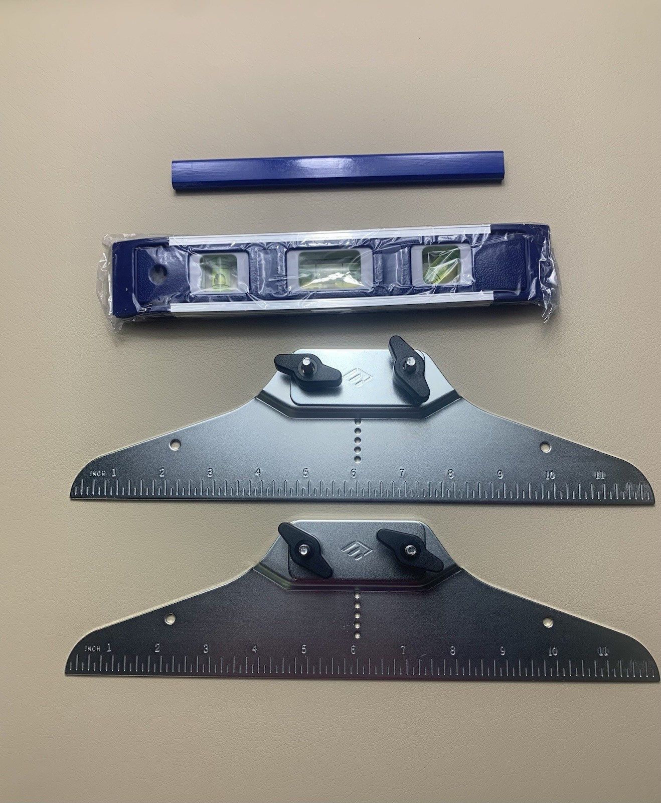 Staircision Stair Tread Template Tool - Stair Gauge Set with Pencil + Level gallery