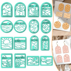 ACRNIGHEET Boho Clay Cutters – 16 Shapes Sun and Moon, Landscape Polymer Clay