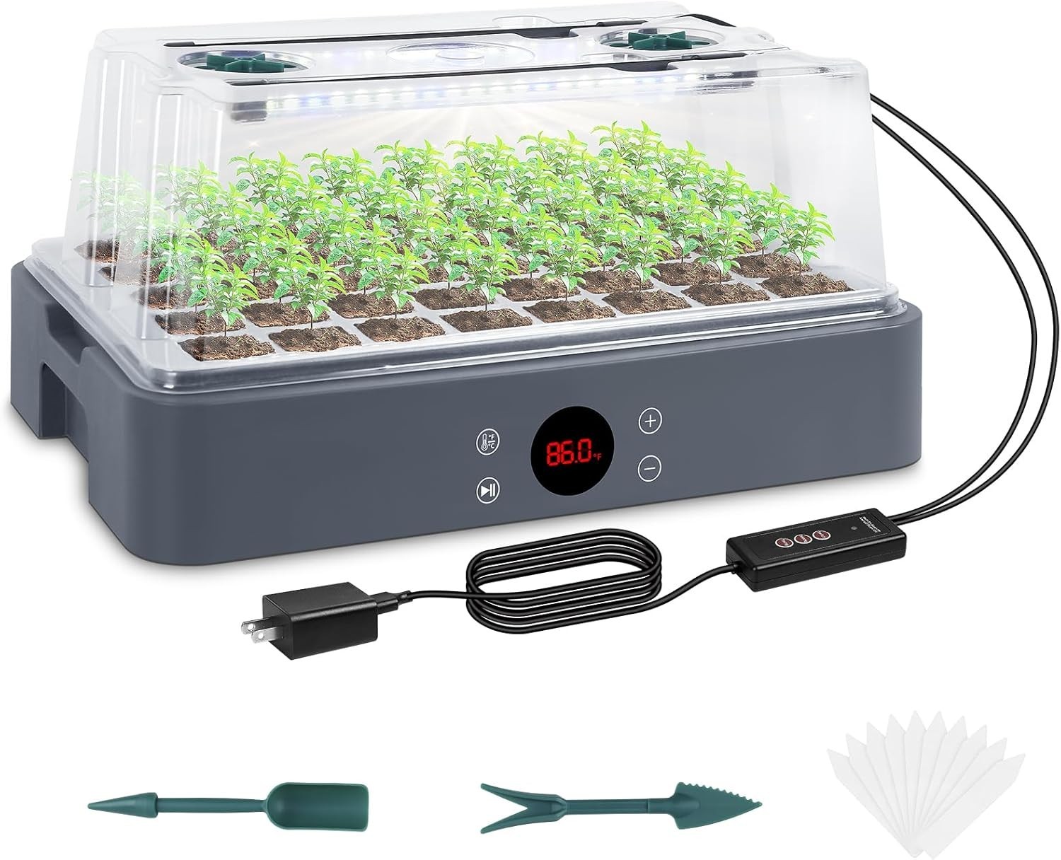 Seed Starter Tray with Grow Light, Heated Seed Starter Kit with Temperature Disp gallery