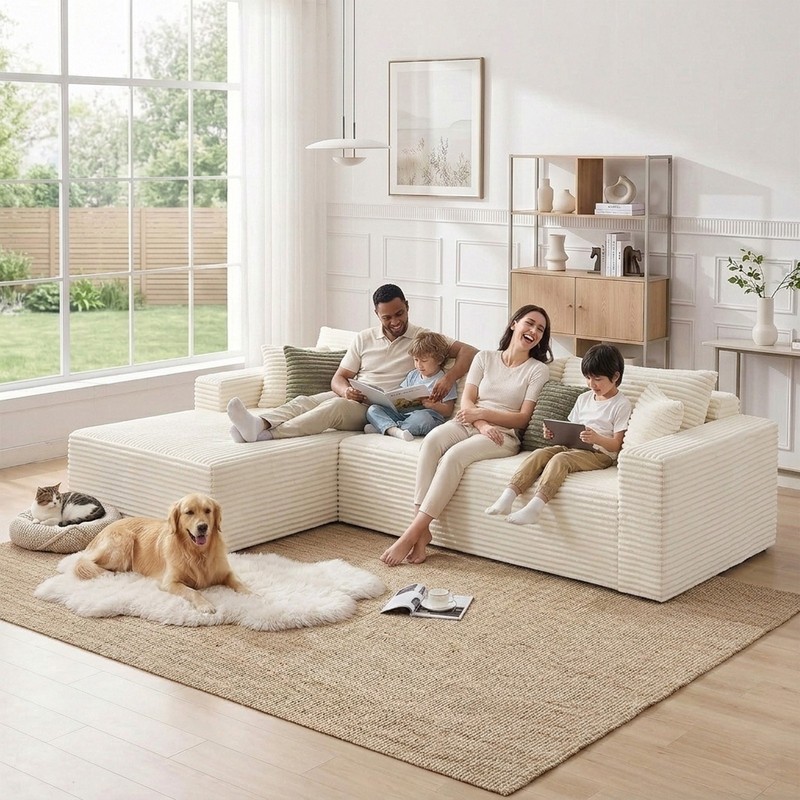 L Shaped Sectional Sofa Cloud Couch Compression Boneless Sofas w/Oversized Chais gallery