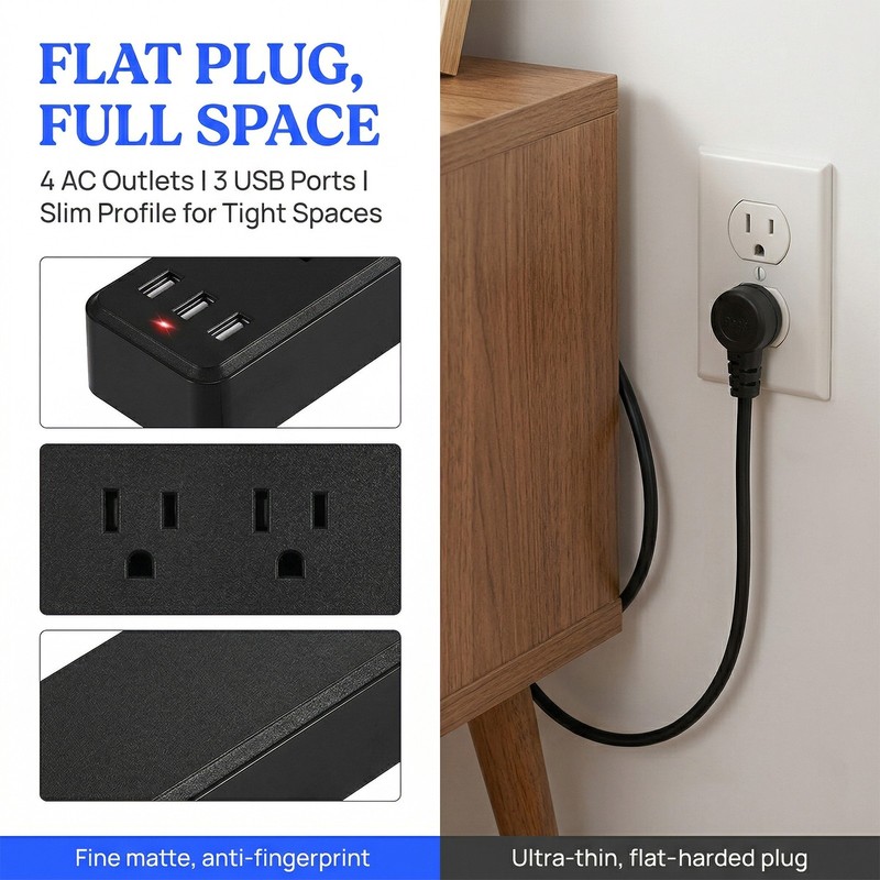 Wall Mountable USB Surge Protector Power Strip 3 USB Ports & 4 Outlet Plugs Lot gallery