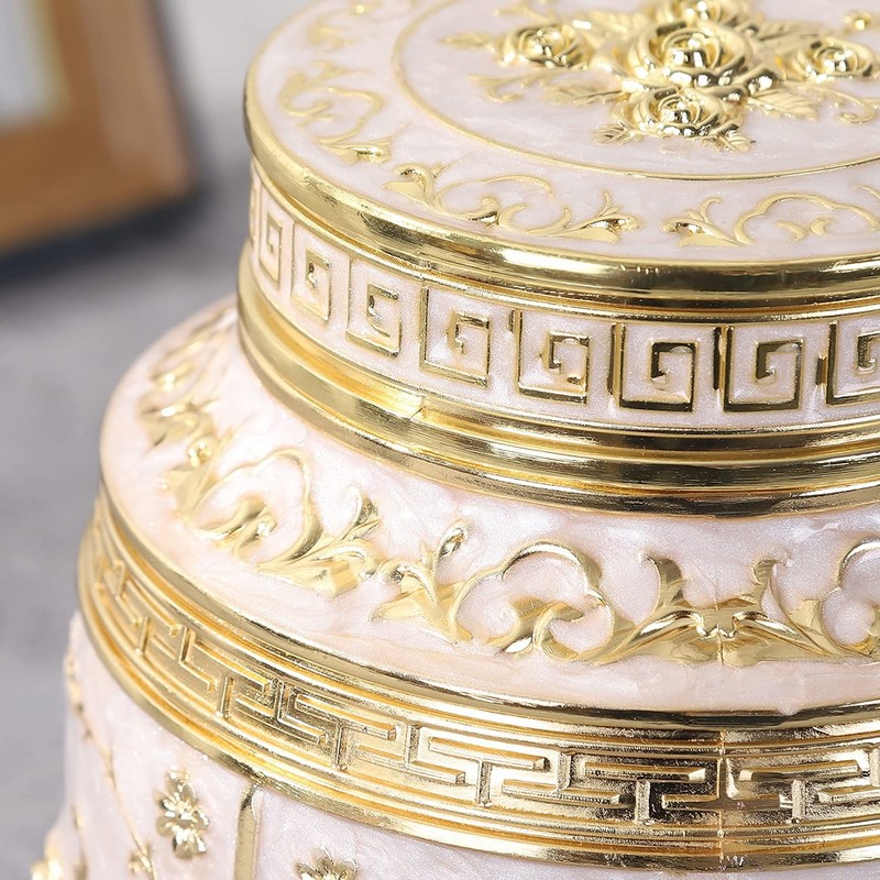Medium Urn for Human Ashes - Rose Flower Cremation - Gold gallery
