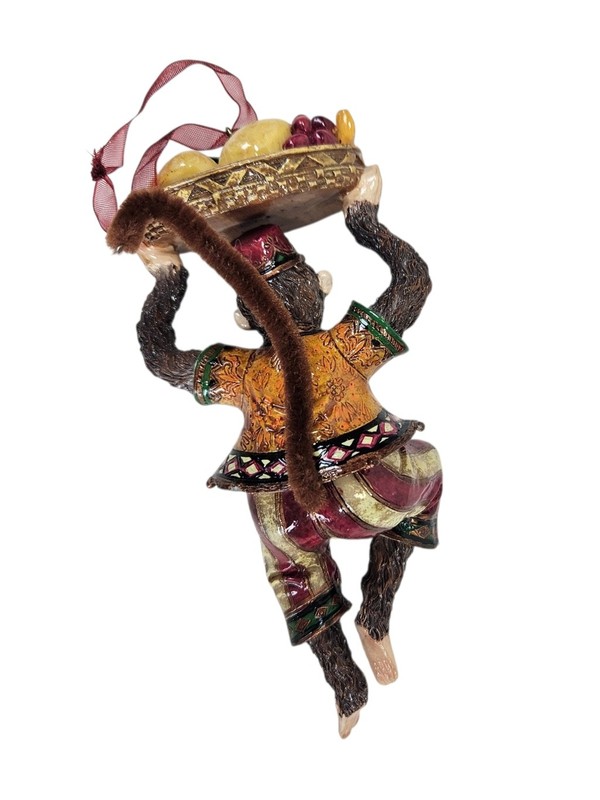 Whimsical Vintage Circus Monkey Acrobat Jester Ornament Trio Resin Holiday Decor gallery