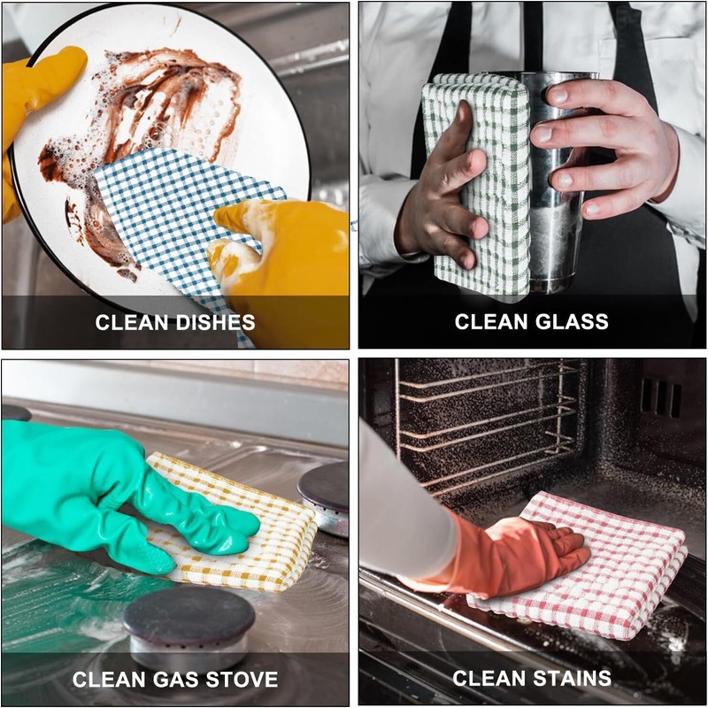 8 Pcs Kitchen Dish Rags,100% Cotton Soft Absorbent Quick Drying Dish Cloths for gallery