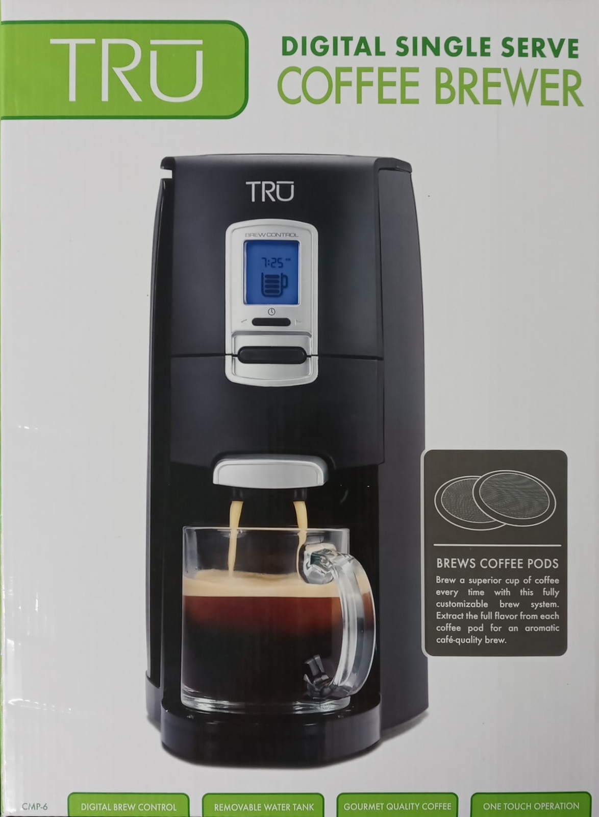 TRU DIGITAL Single Serve POD Coffee Brewer Adjustable Cafe Quality CMP-6 NEW gallery