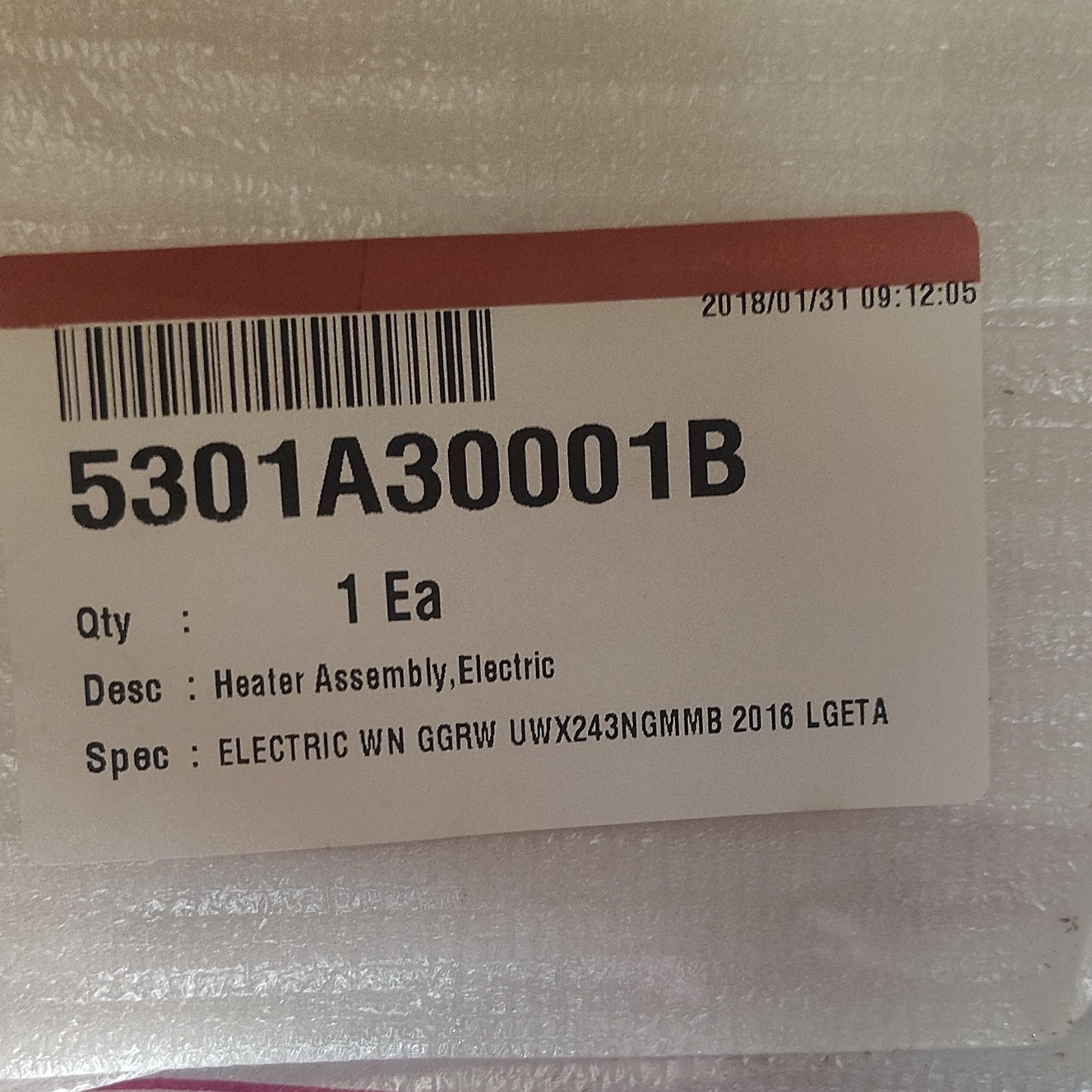 LG Refrigerator Electric Heater Assembly Silver Metal 5301A30001B gallery