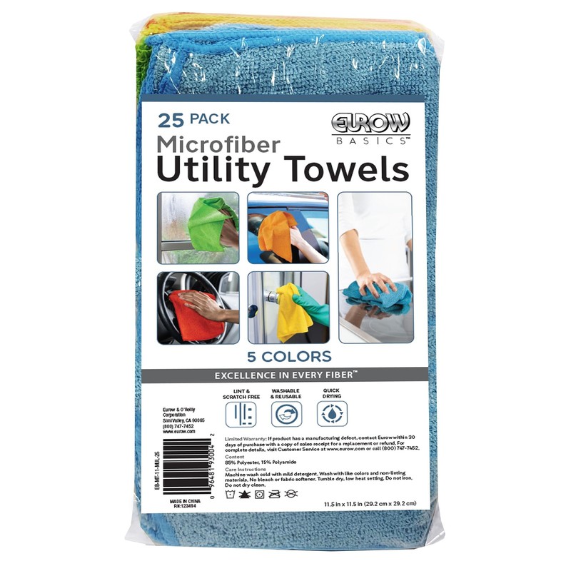 Eurow Microfiber Ultra-Absorbent Cleaning Cloths, 11.5" x 11.5", Multicolor gallery