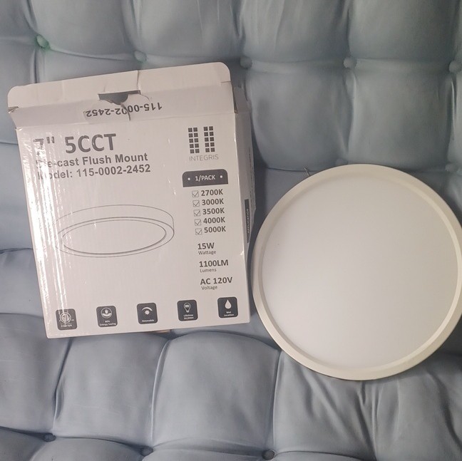 Integris LED 7in Round Flush Mount 5CCT Dimmable 15W 1100lm 120V White gallery