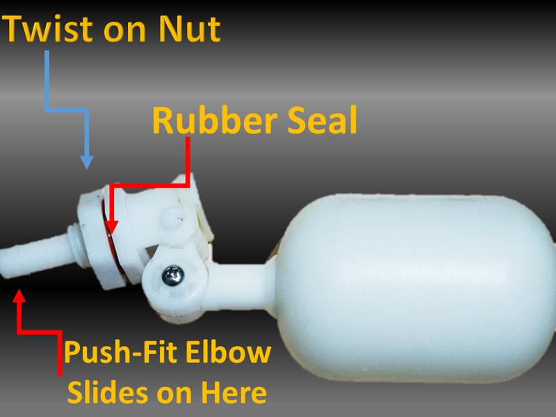 1/4" Mini Adjustable Float Valve Animal Auto-Fill Waterer Push-Fit FDA Approved gallery
