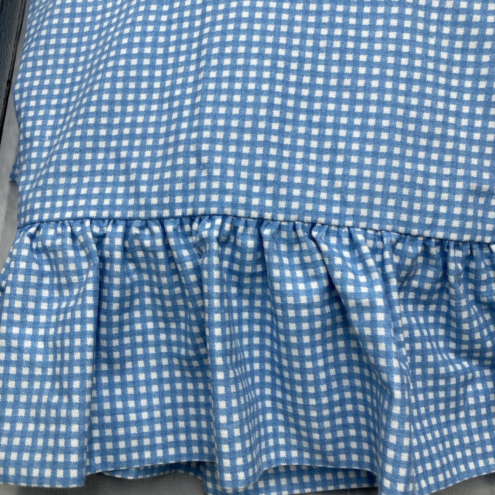 RALPH LAUREN SMALL GINGHAM BLUE RUFFLED PAIR OF KING SHAMS EUC gallery