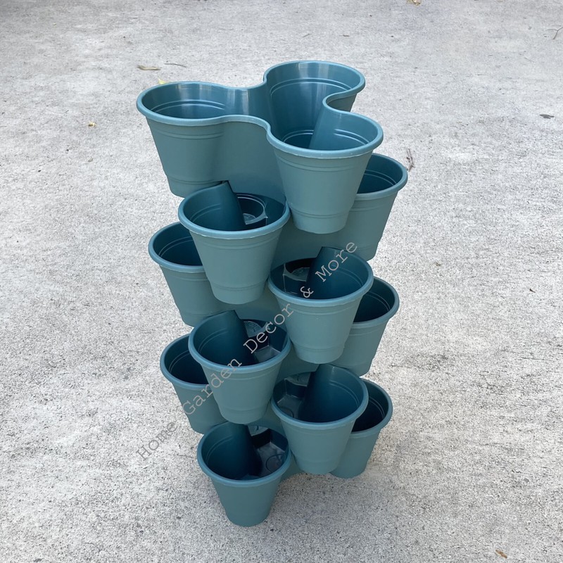 Teal GREEN MINI 6 Tier Stackable Strawberry Tower Planters Vertical SMALL gallery