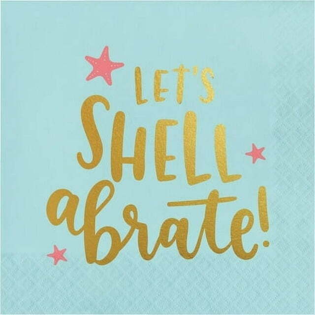 Let's Shellabrate Party 2ply Napkins-20count-Aqua-Blue-Mint-Mermaid **NIB** gallery