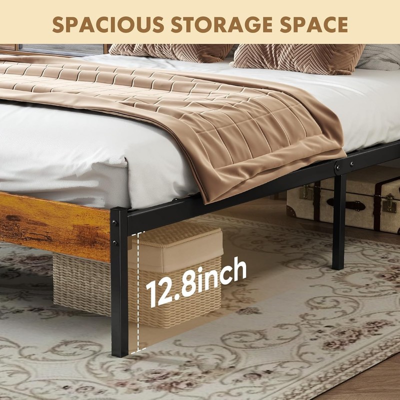 Full Size Bed Frame with Headboard, 800LBS Mattress Foundation with All Sturdy M gallery
