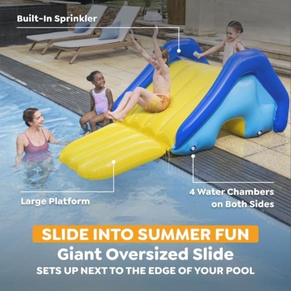 Giant Inflatable Outdoor Swimming Pool Water Slide with Built-In Sprinkler Large gallery