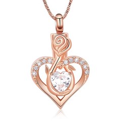 Yinplsmemory Infinity Heart Urn Ashes Necklace for Women Girl Rose gold-clear