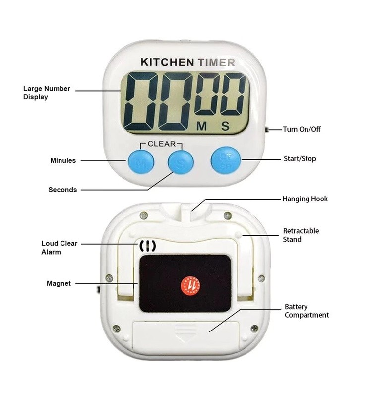 Large LCD Digital Kitchen Cooking Timer Count Down Up Clock Loud Alarm Magnetic gallery