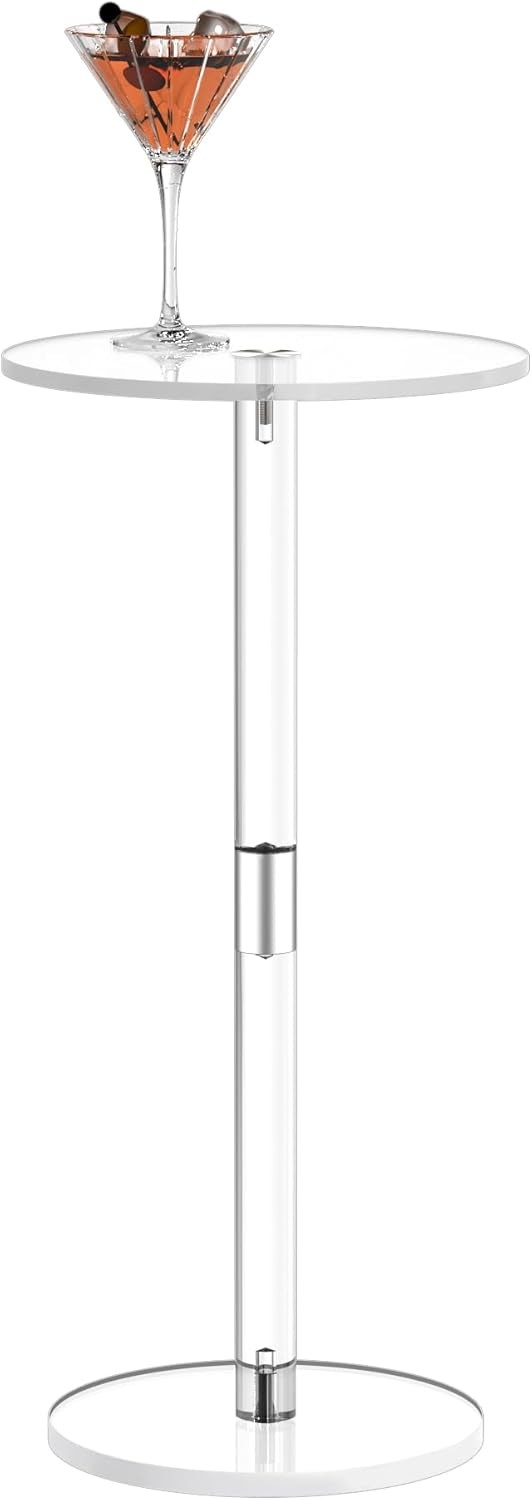 HMYHUM Acrylic Drink Table for Small Spaces, 10" L x 10" W x 21.3" H, Drink Side gallery