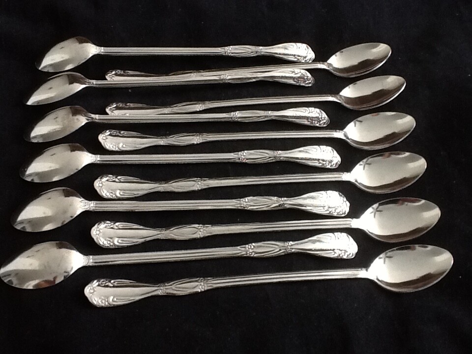 6 Quality Iced Tea Spoons Stainless Steel Long Handle Ice Tea Coffee 8 1/4" HHHH gallery