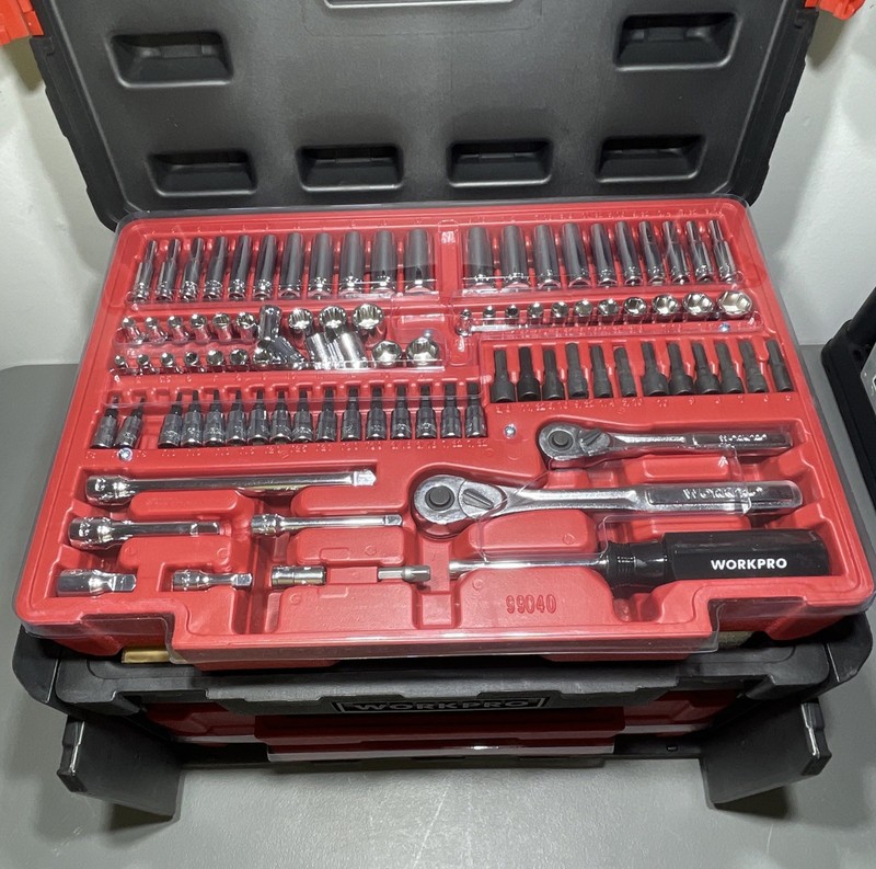 Workpro 450 Piece Mechanics Tool Set 1/4” 3/8” 1/2” Ratchet & Socket Set Wrench gallery