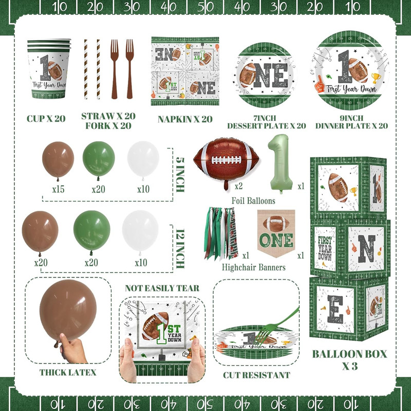 First Year down Birthday Party Decorations, All-In-1 Football First Birthday Dec gallery