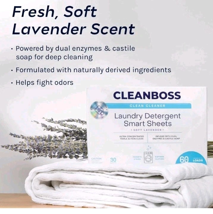 CleanBoss 2pk Powerful Laundry Smart Sheets: Up to 120 Loads-Lavender gallery