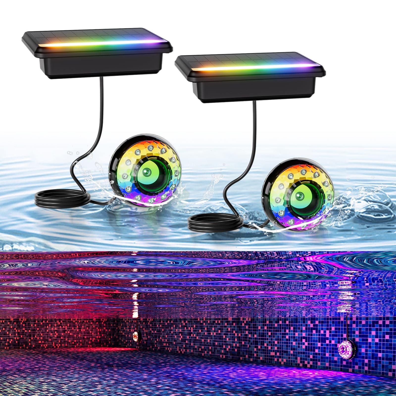 Solar Pool Lights, Submersible LED Pool Light with Remote, Underwater IP68 Wa... gallery