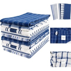 Assorted 10 Pack Flat Kitchen Towels 100% Cotton Ultra Absorbent and Fast-Drying