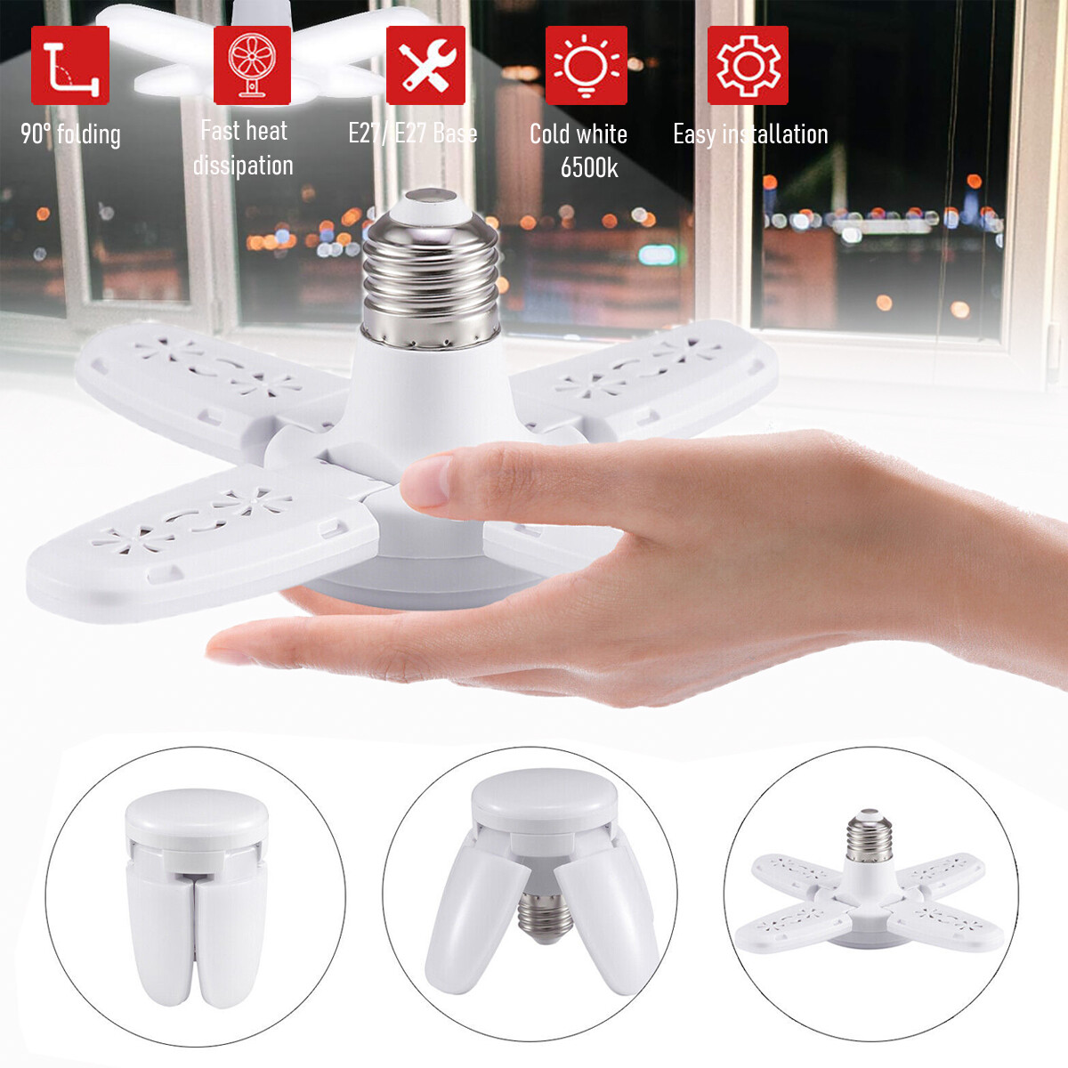 1000000 Lumens LED Garage Light Bulb Ceiling Fixture Lights E27 Workshop Lamp US gallery