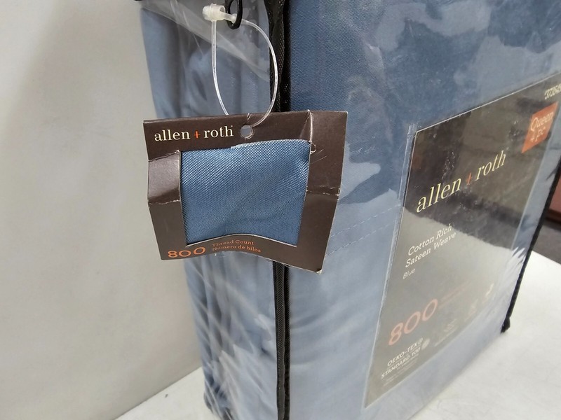 allen + roth Queen 800-Thread-Count Cotton Polyester Blend Blue Bed-Sheet gallery